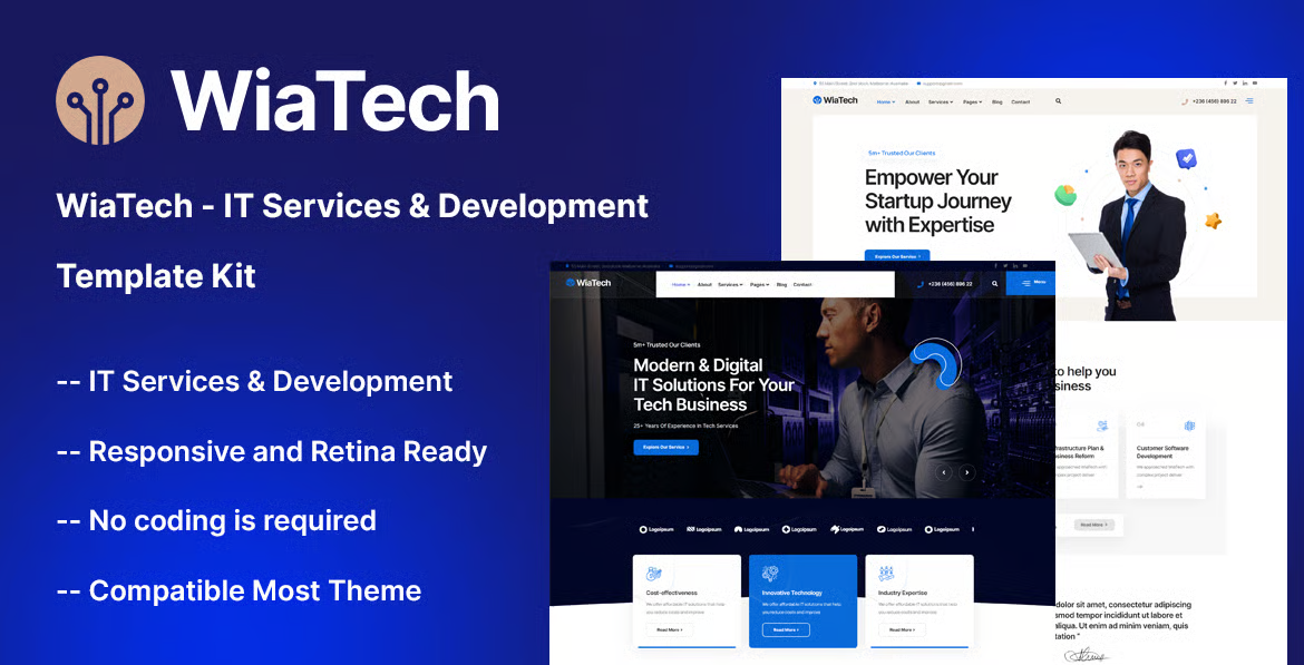 WiaTech – IT Services & Development Elementor Template Kit
