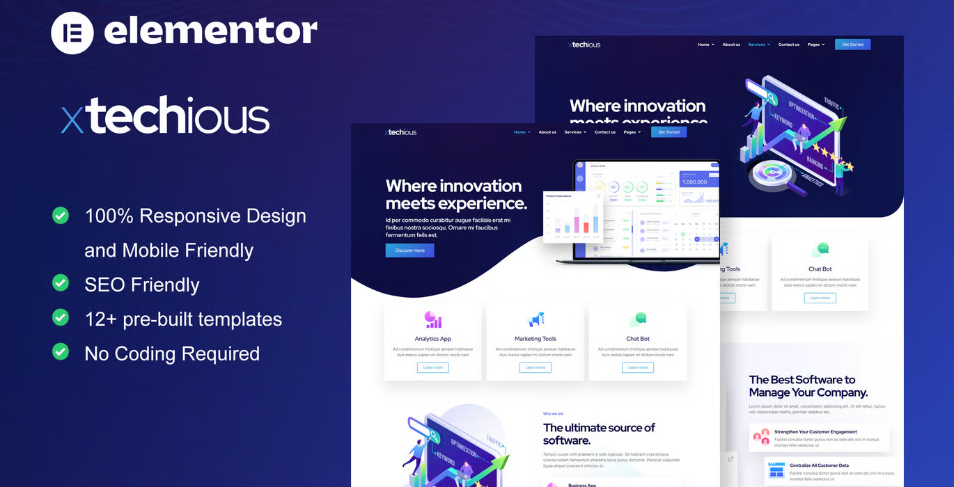 Xtechious – SaaS & Digital Tech Company Elementor Template Kit