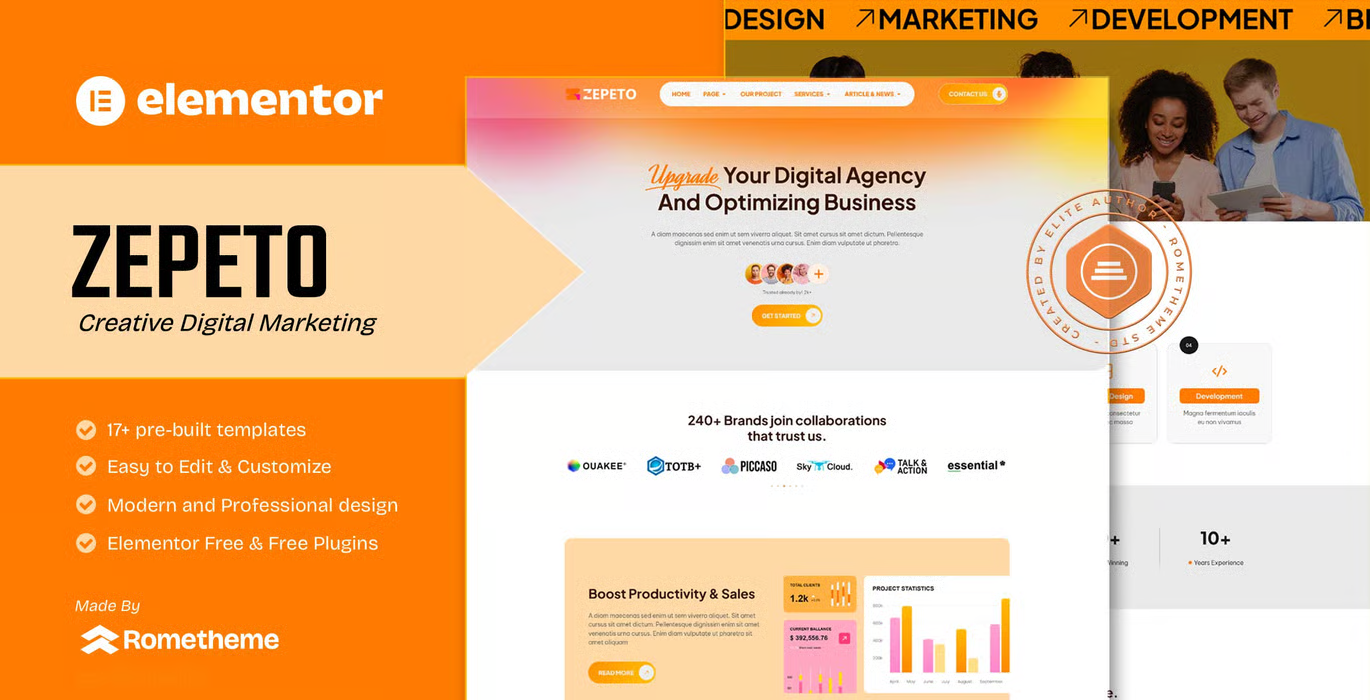 Zepeto – Creative Digital Marketing Elementor Template Kit