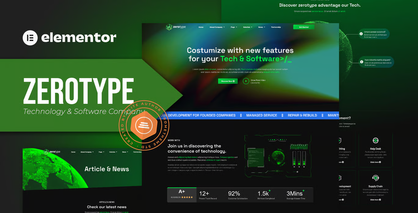 Zerotype – Technology & Software Company Elementor Template Kit